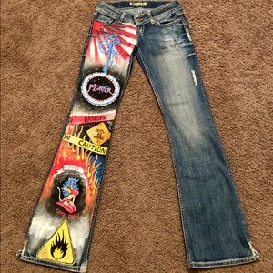 BKE STELLA HAND PAINTED ONE OF KIND JEANS